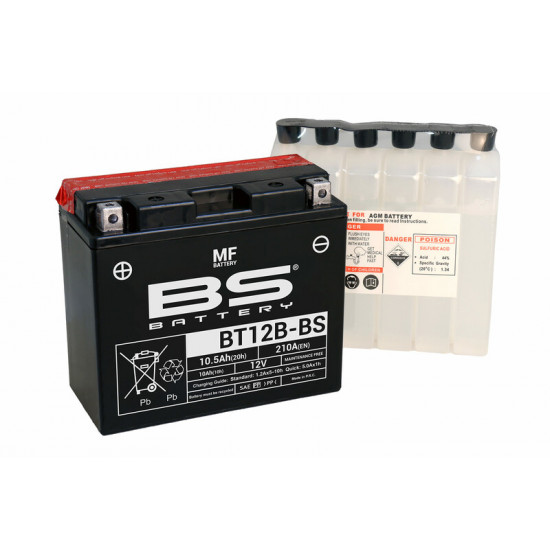 Batterie BS BATTERY Sans entretien avec pack acide - BT12B