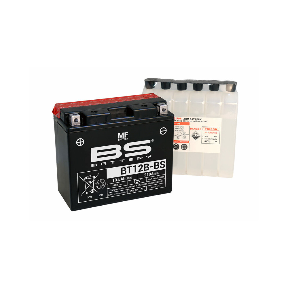 Batterie BS BATTERY Sans entretien avec pack acide - BT12B