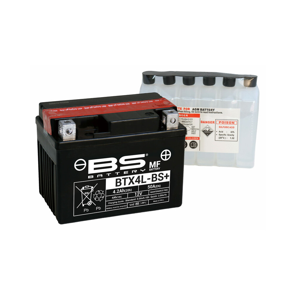 Batterie BS BATTERY Sans entretien avec pack acide - BTX4L