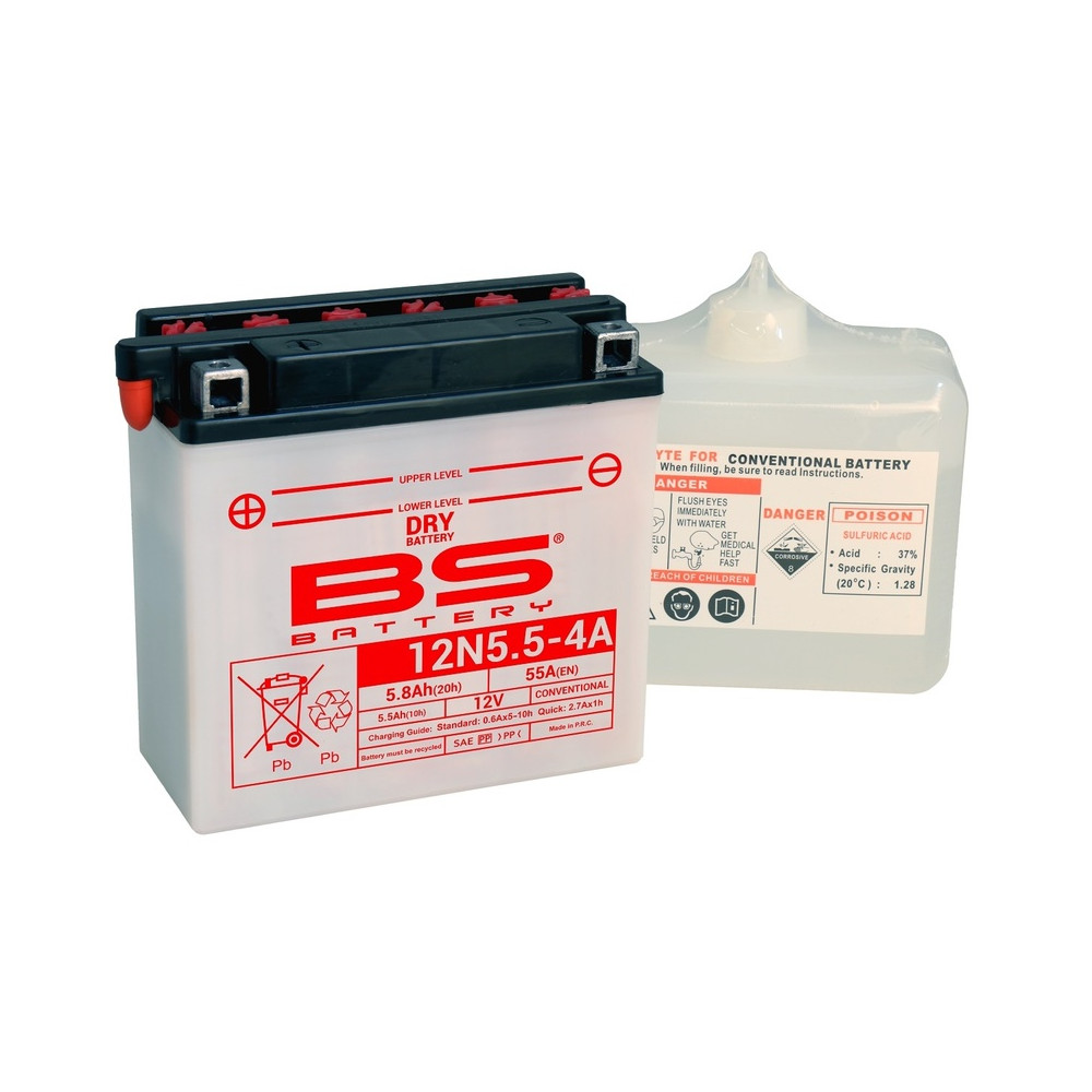 Batterie BS BATTERY conventionnelle avec pack acide - 12N5.5-4A