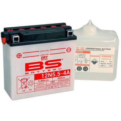 Batterie BS BATTERY conventionnelle avec pack acide - 12N5.5-4A