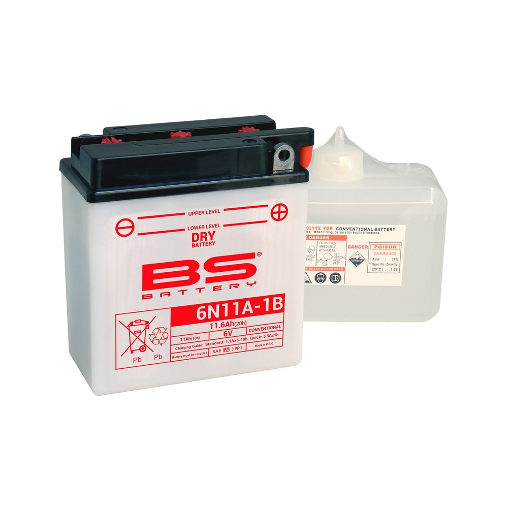 Batterie BS BATTERY conventionnelle avec pack acide - 6N11A-1B