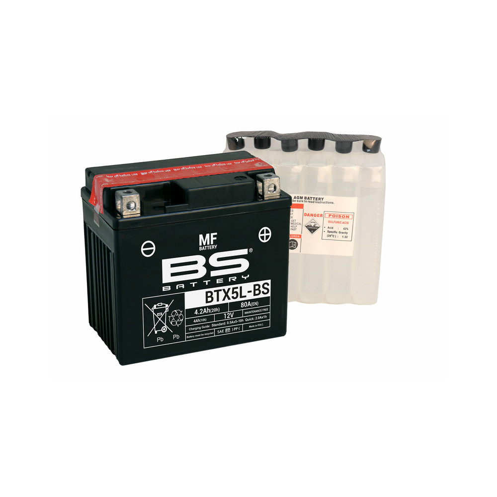 Batterie BS BATTERY Sans entretien avec pack acide - BTX5L