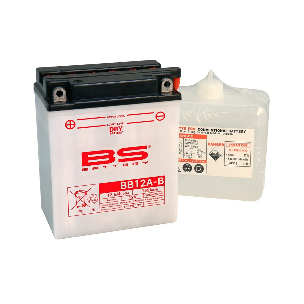 Batterie BS BATTERY Haute-performance avec pack acide - BB12A-B