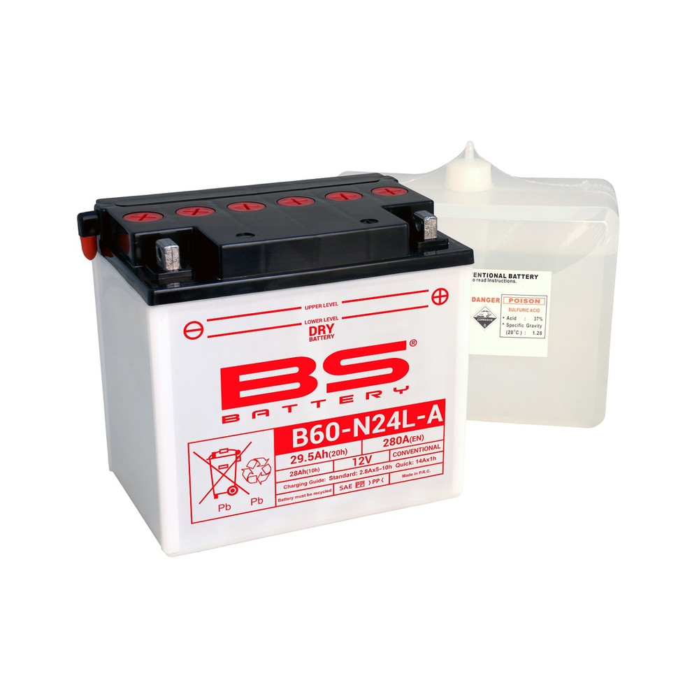 Batterie BS BATTERY Haute-performance avec pack acide - B60-N24L-A