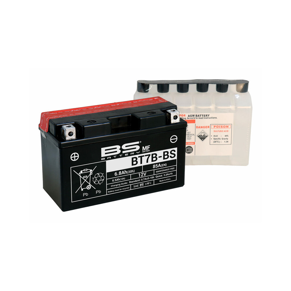 Batterie BS BATTERY Sans entretien avec pack acide - BT7B