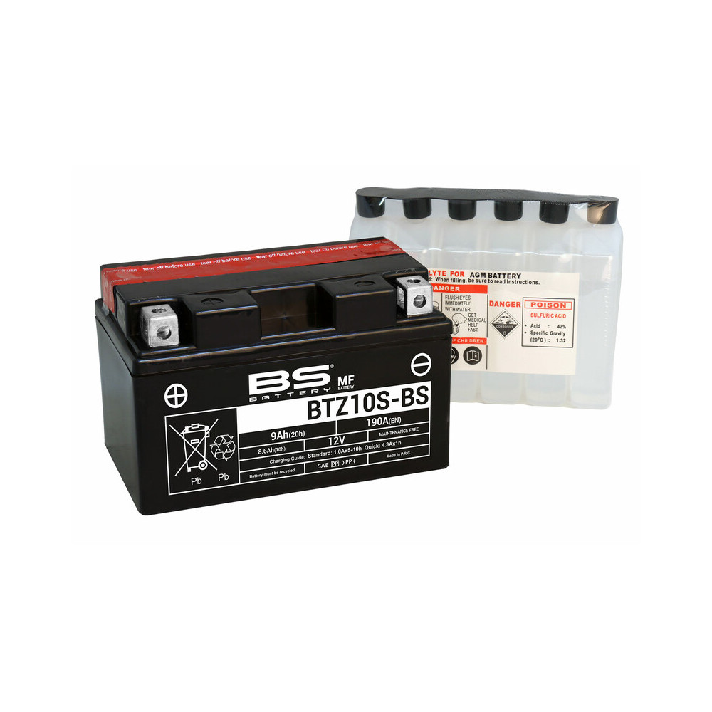 Batterie BS BATTERY Sans entretien avec pack acide - BTZ10S-BS