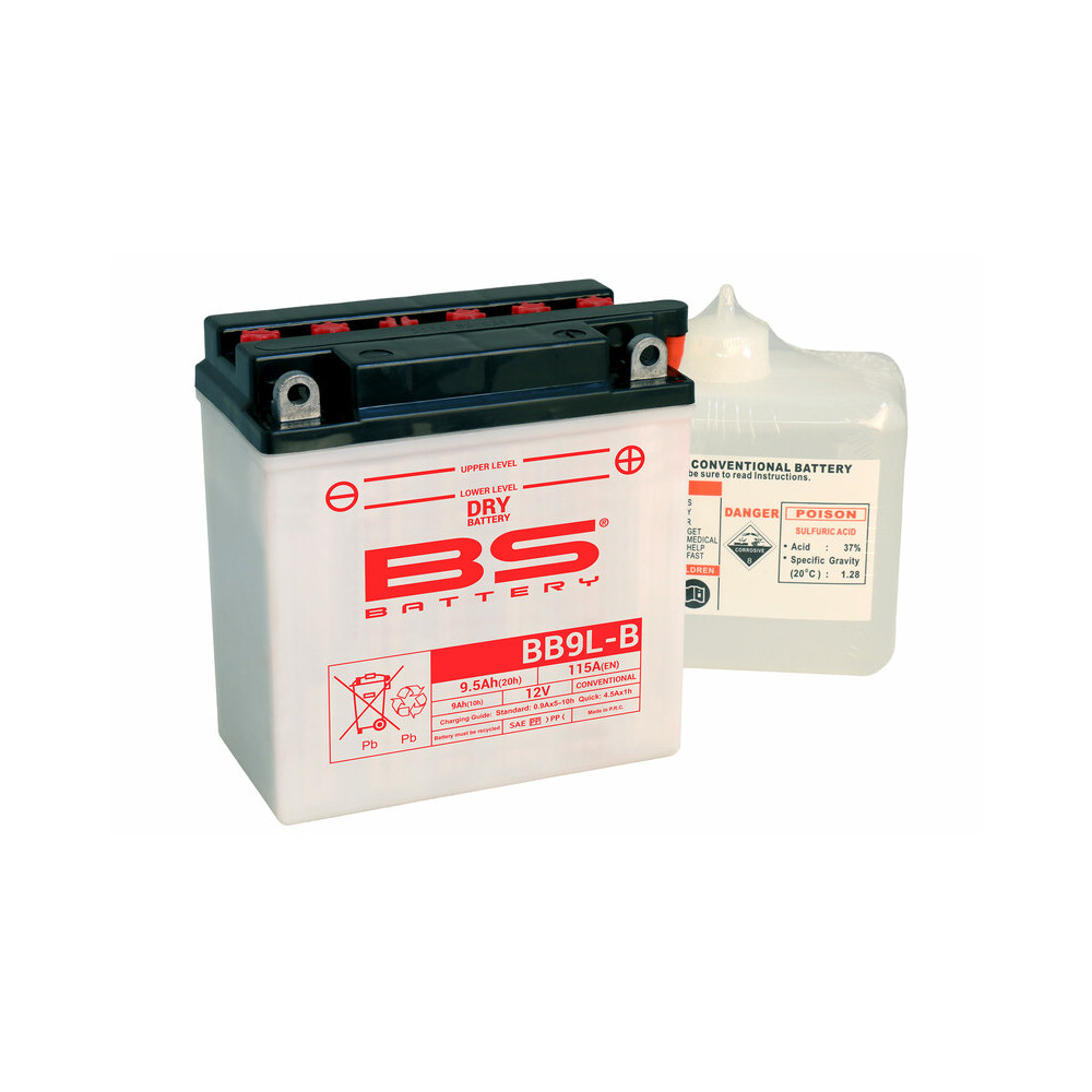 Batterie BS BATTERY Haute-performance avec pack acide - BB9L-B