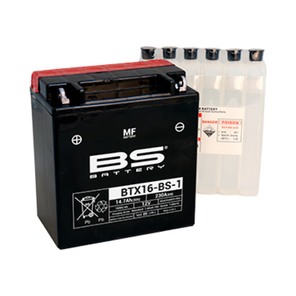 Batterie BS BATTERY sans entretien livrée avec pack acide - BTX16-BS