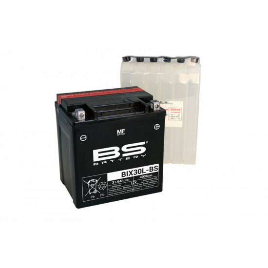 Batterie BS BATTERY sans entretien livrée avec pack acide - BIX30L-BS