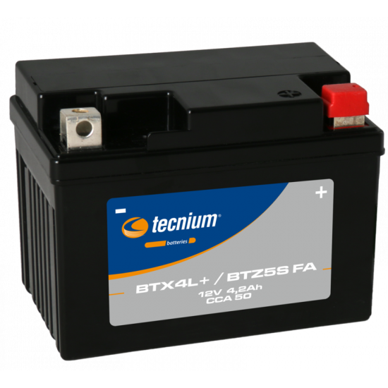 Batterie TECNIUM sans entretien activé usine - BTX4L+/BTZ5S