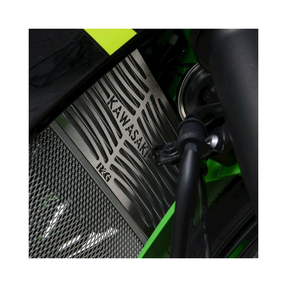 Protection de radiateur gravée R&G RACING inox - Kawasaki Ninja 125