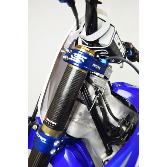 Té de fourche SCAR offset 22mm bleu Yamaha YZ250F/450F