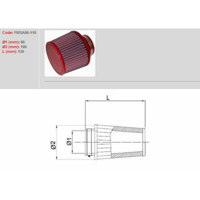 Filtre à air BMC conique Ø66mm - FMSA66-110