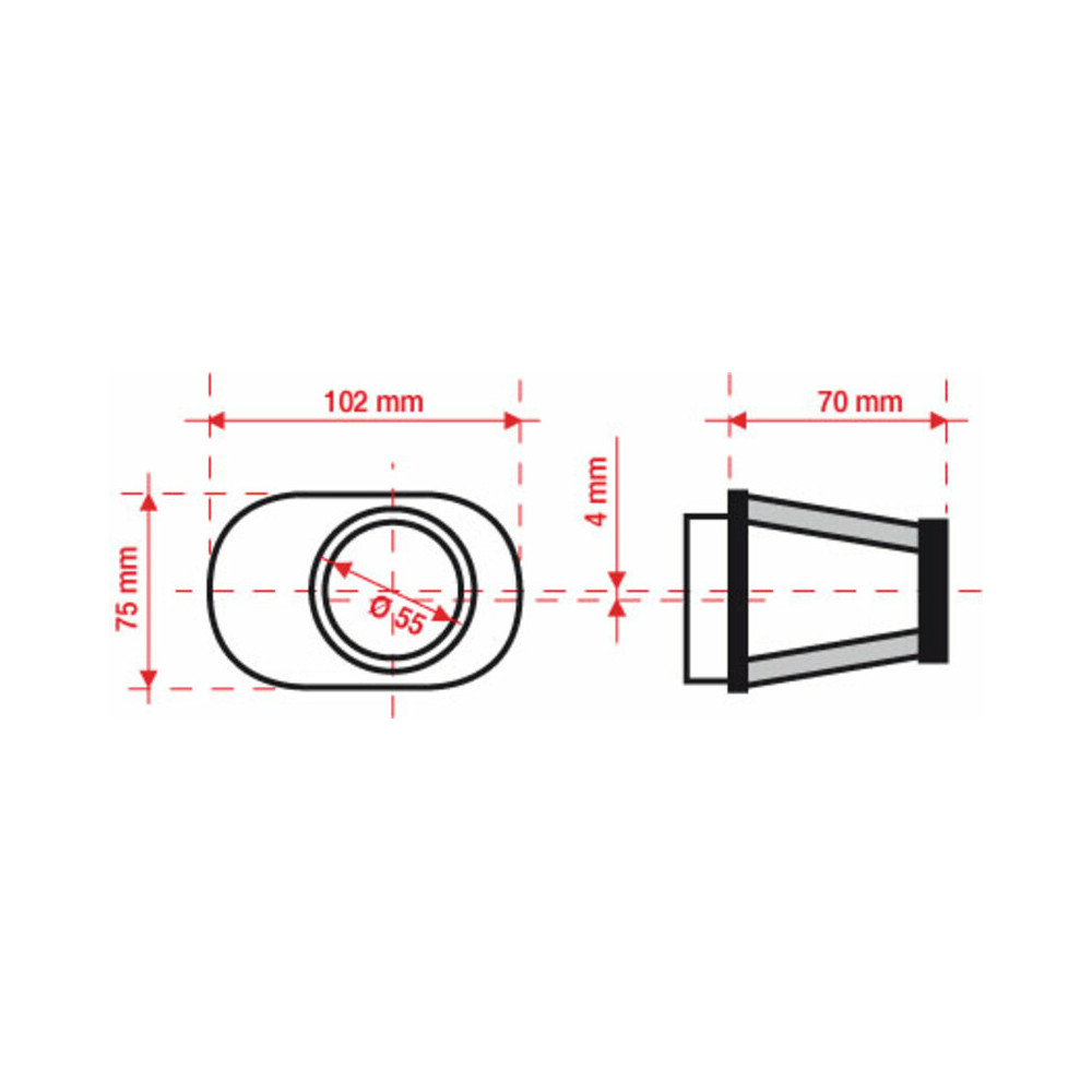 Filtre à air BMC conique Ø55mm - FBPF55-70R