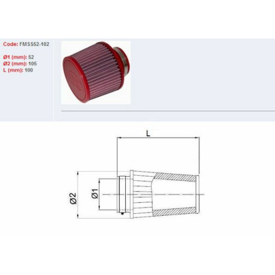 Filtre à air BMC conique Ø52mm - SS52-102