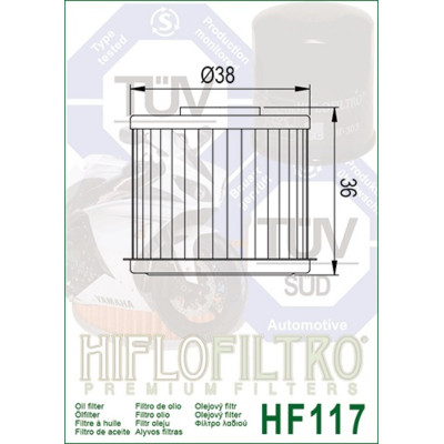 Filtre à huile HIFLOFILTRO - HF117 Honda