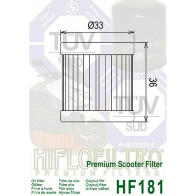 Filtre à huile HIFLOFILTRO - HF182 Piaggio