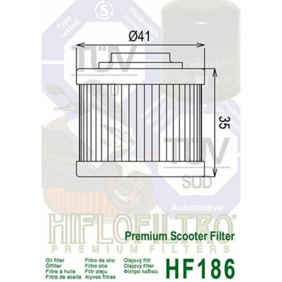 Filtre à huile HIFLOFILTRO - HF186 Aprilia Scarabeo