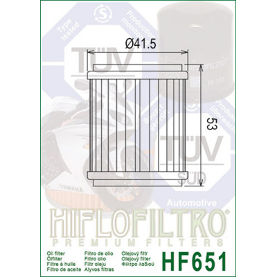 Filtre à huile HIFLOFILTRO - HF651 Husqvarna/KTM