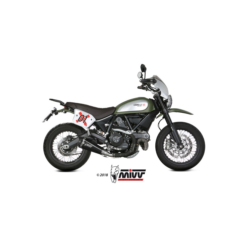 Silencieux MIVV Delta Race inox noir/casquette carbone Ducati Scrambler 800