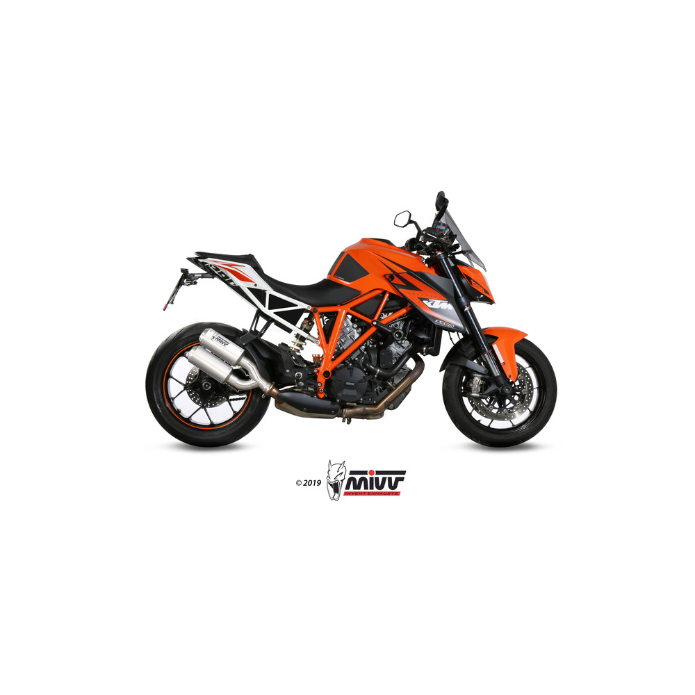 Silencieux double MIVV MK3 inox brossé/casquette inox KTM 1290 Superduke