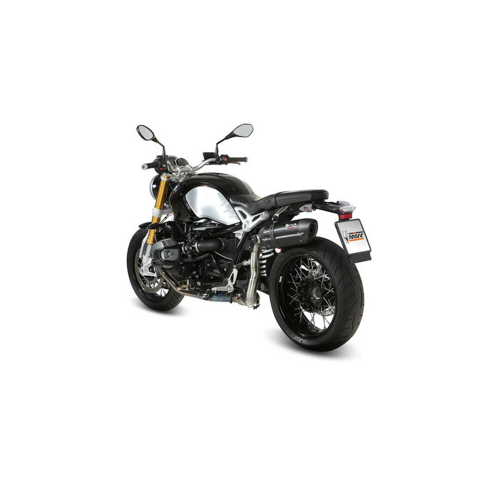 Silencieux MIVV Suono inox brossé noir/casquette carbone BMW R1200 nineT