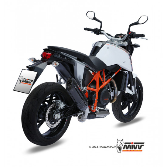 Silencieux MIVV Suono inox brossé noir/casquette carbone KTM 690 DUKE