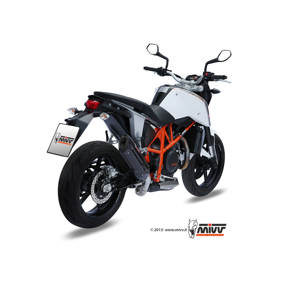 Silencieux MIVV Suono inox brossé noir/casquette carbone KTM 690 DUKE