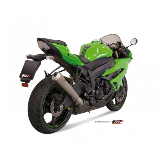 Silencieux MIVV X-Cone Plus inox satiné/casquette alu Kawasaki ZX6R/ZX6RR