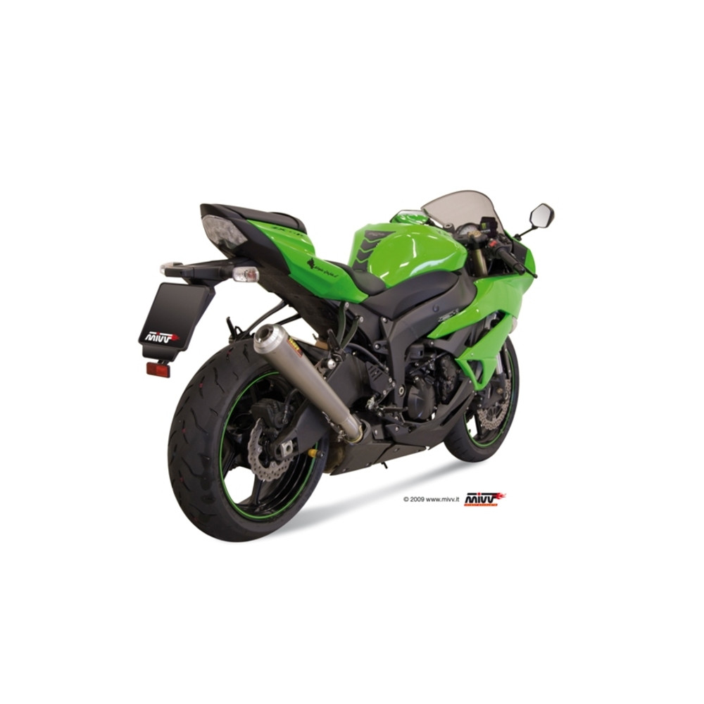 Silencieux MIVV X-Cone Plus inox satiné/casquette alu Kawasaki ZX6R/ZX6RR