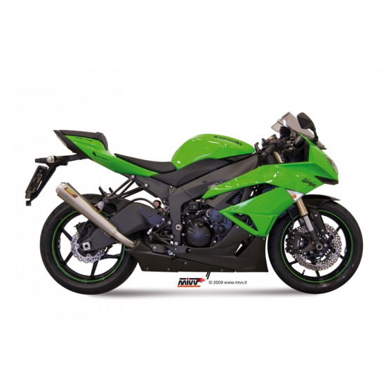 Silencieux MIVV X-Cone Plus inox satiné/casquette alu Kawasaki ZX6R/ZX6RR