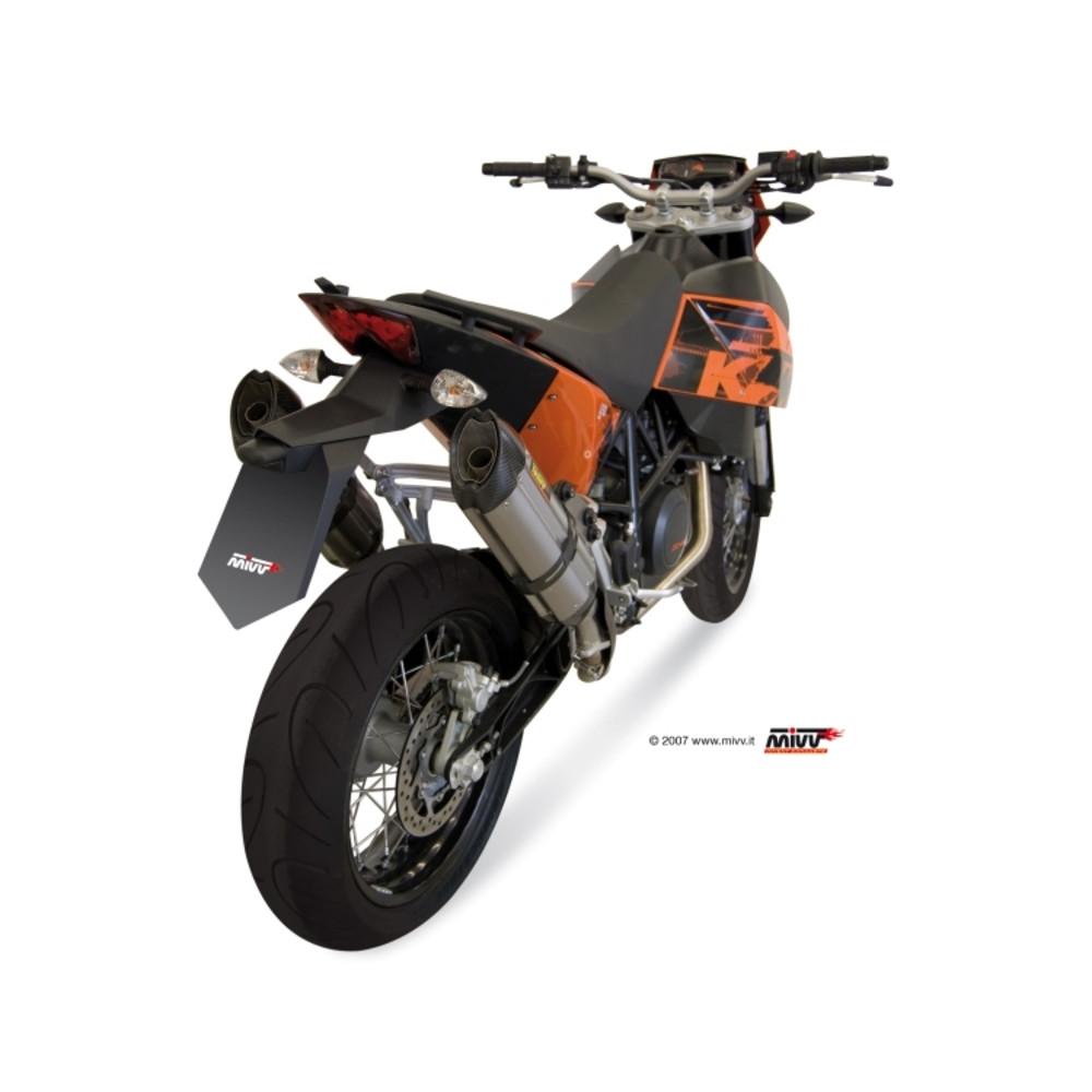 Silencieux double MIVV Suono inox/casquette carbone KTM 690 SM/SMC/SMR