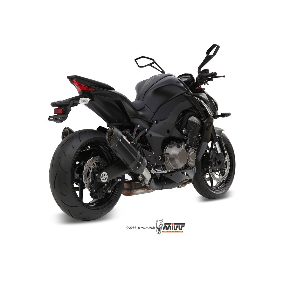 Silencieux double MIVV Suono inox brossé noir/casquette carbone Kawasaki Z1000