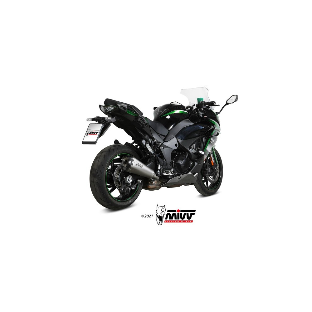 Silencieux MIVV Delta Race inox brossé/carbone - Kawasaki Ninja 1000 sx