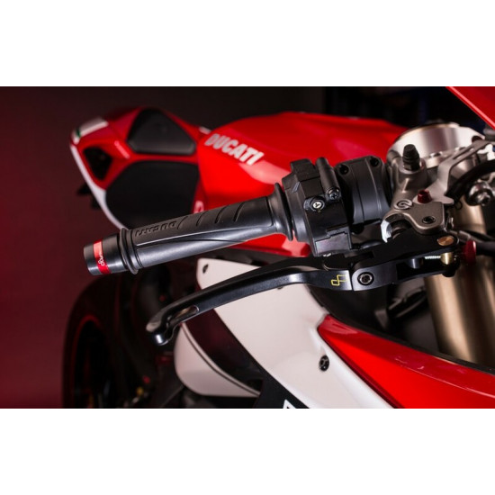 Levier de frein repliable/réglable LIGHTEC Alien alu inserts caoutchouc noir - LEVD121K Aprilia RSV4R