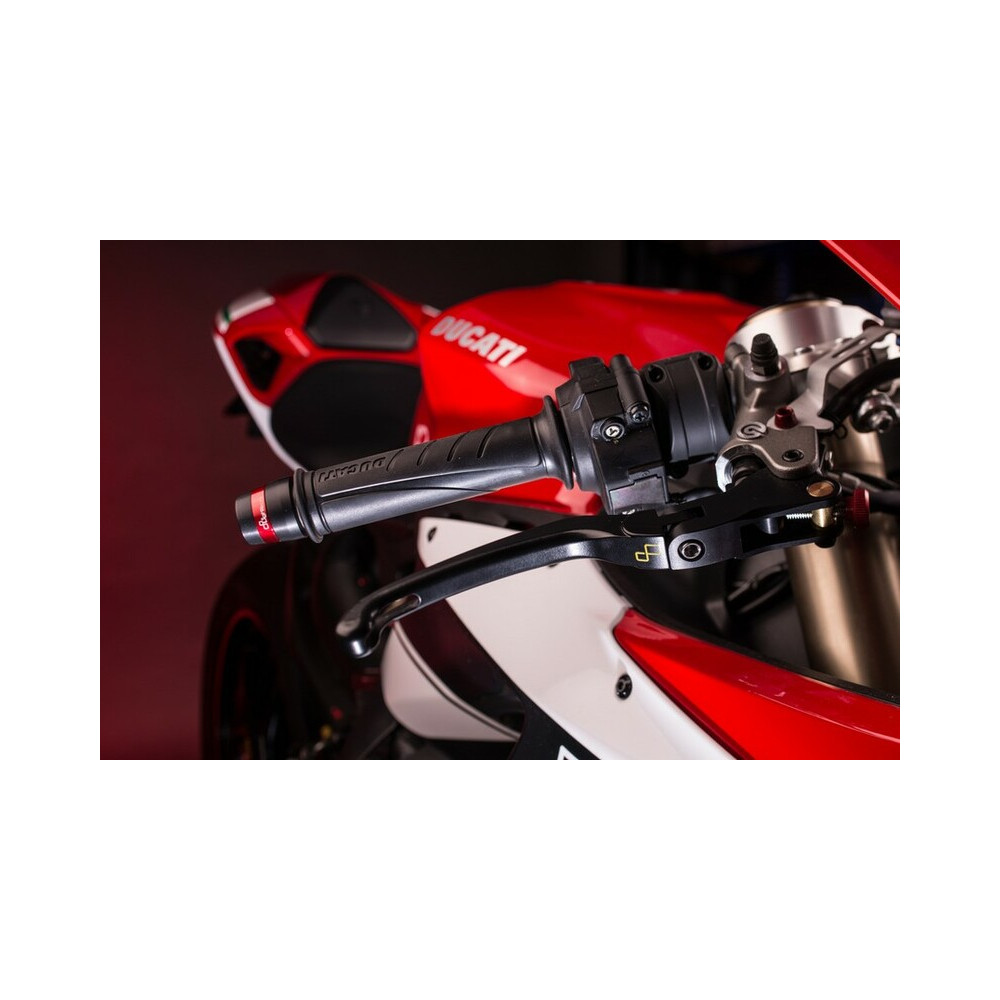 Levier de frein repliable/réglable LIGHTEC Alien alu inserts caoutchouc noir - LEVD121K Aprilia RSV4R